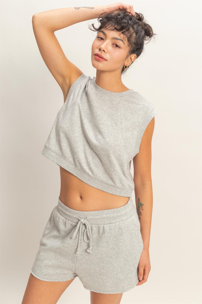 Burnout French Terry Sleeveless Top & Shorts Set