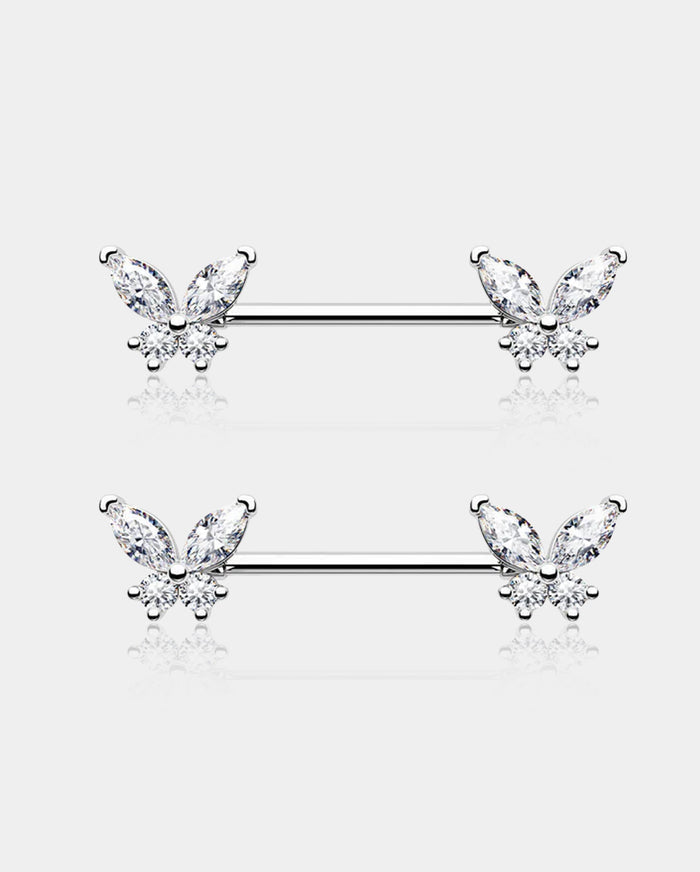 Butterfly Gems Nipple Barbell Pair