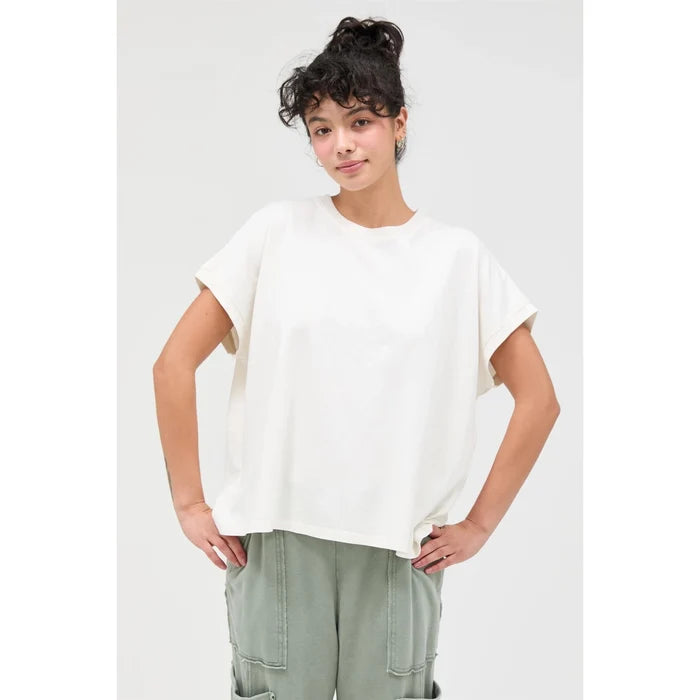 Capped Sleeve Mineral Wash T-Shirt