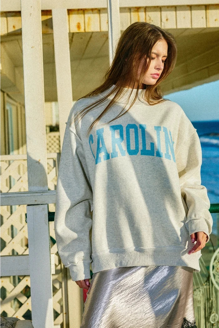 Carolina Print Reversible Mock-Neck Sweatshirt