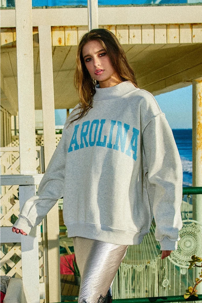 Carolina Print Reversible Mock-Neck Sweatshirt