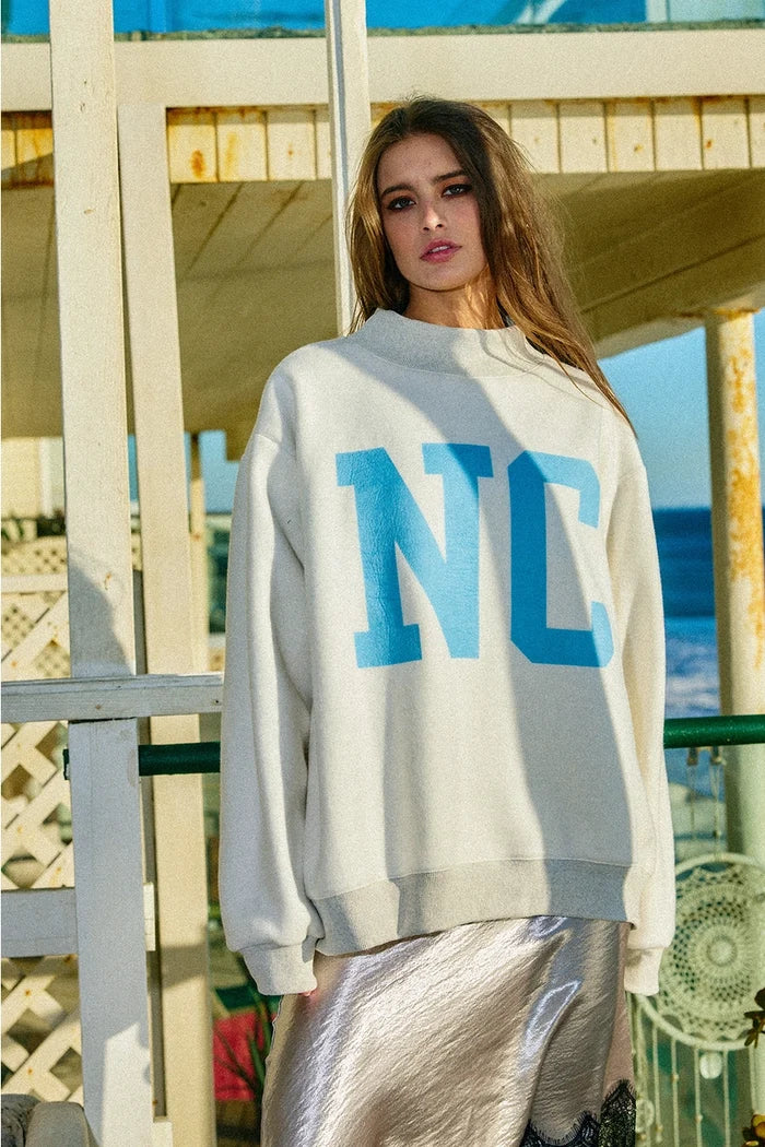 Carolina Print Reversible Mock-Neck Sweatshirt