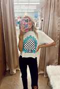 graphic tee, spades, checkered, trendy, comfortable, fall