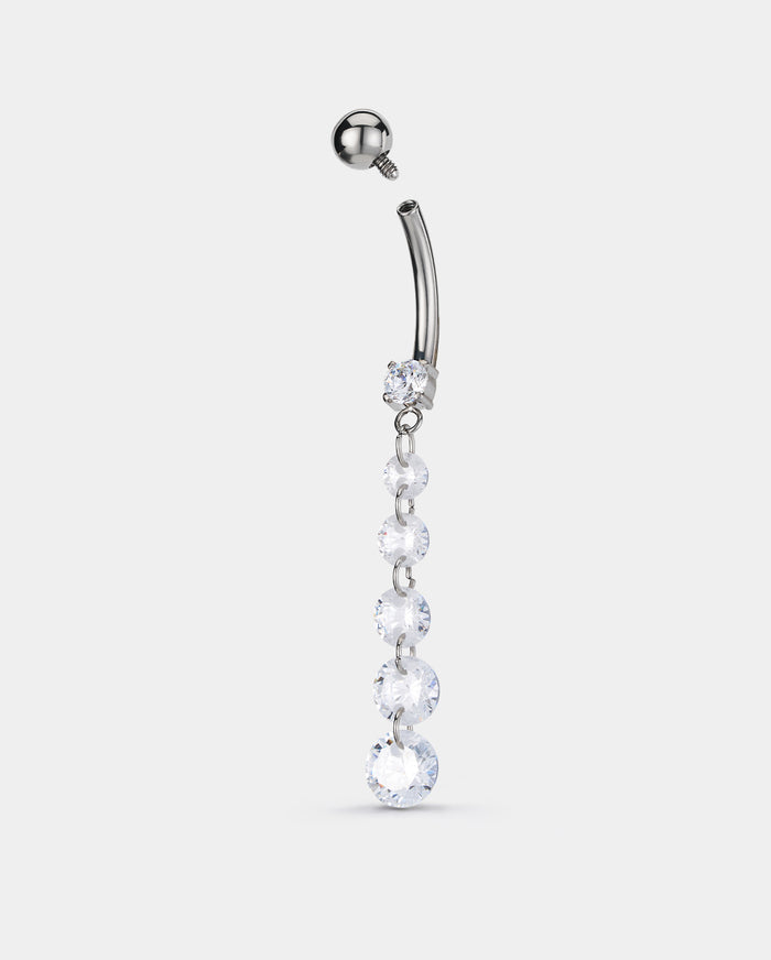 internally threaded long belly ring