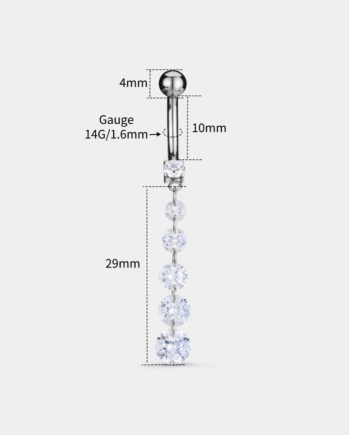 Clear CZ Dangle Titanium Belly Button Ring