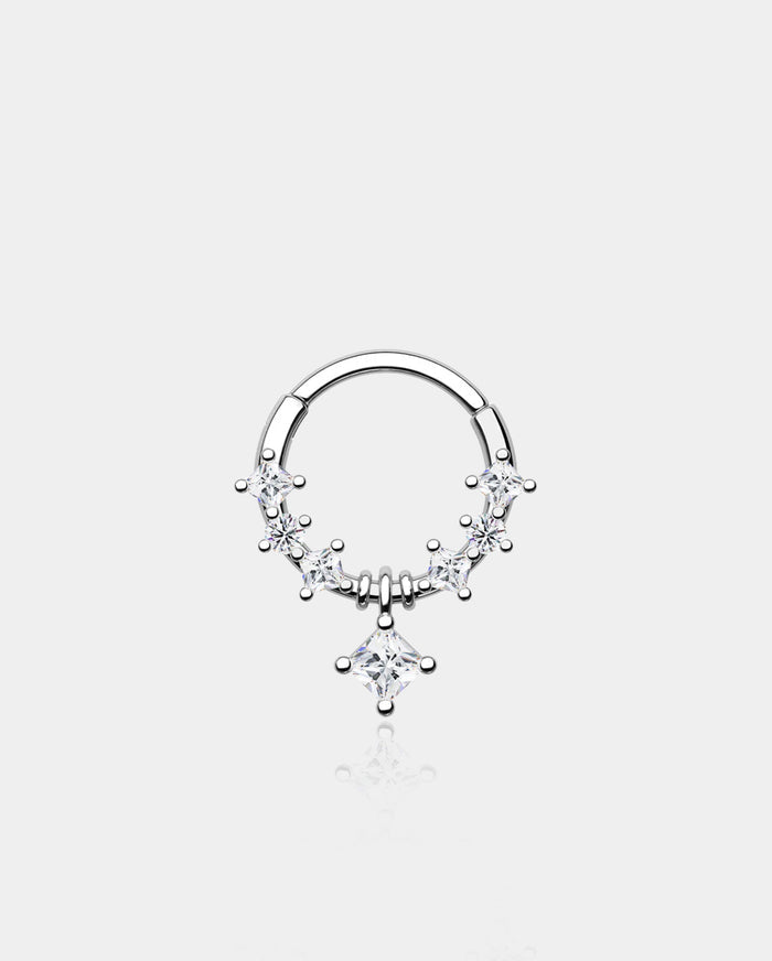 Colorful Square CZ Segment Septum Ring
