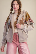 Cozy Star Patch Hoodie Jacket by Easel