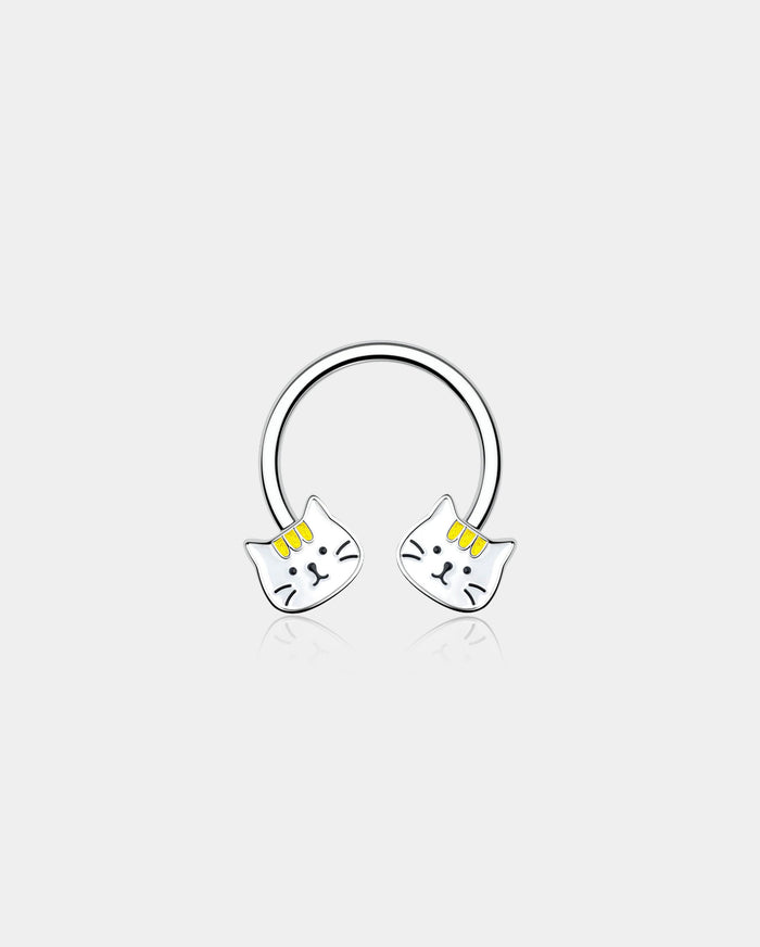 Cute Cat Horseshoe Septum Ring