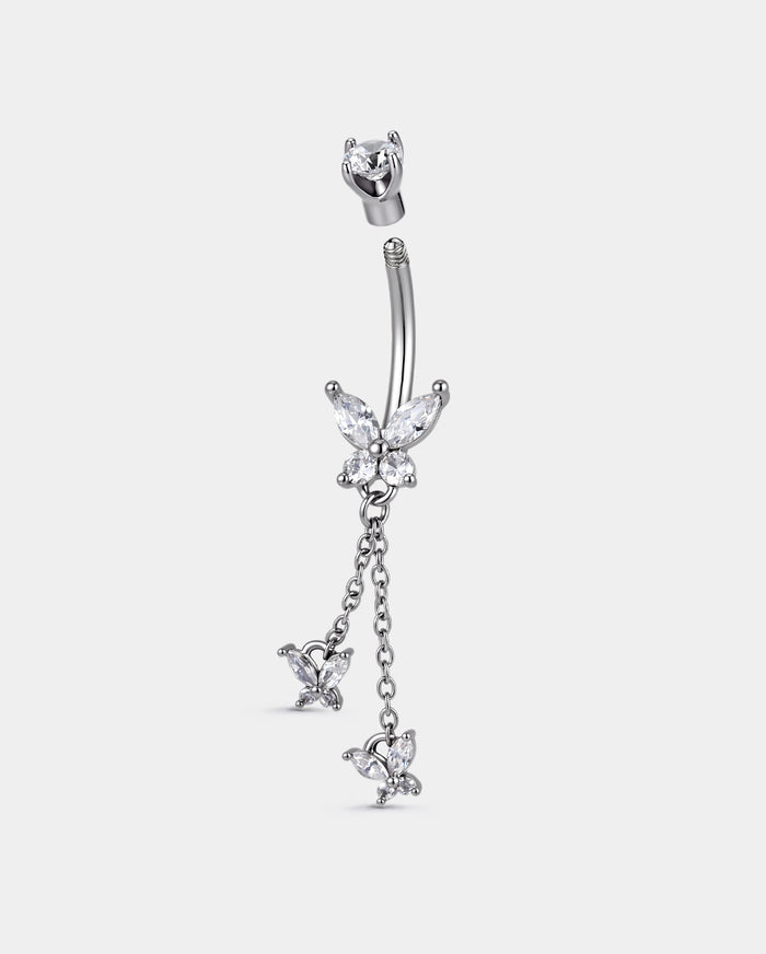 CZ Butterfly Dangle Belly Ring