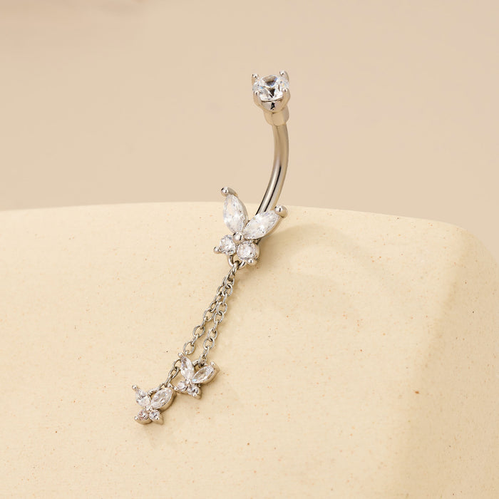 CZ Butterfly Dangle Belly Ring