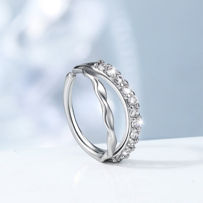 double waved CZ nose rings