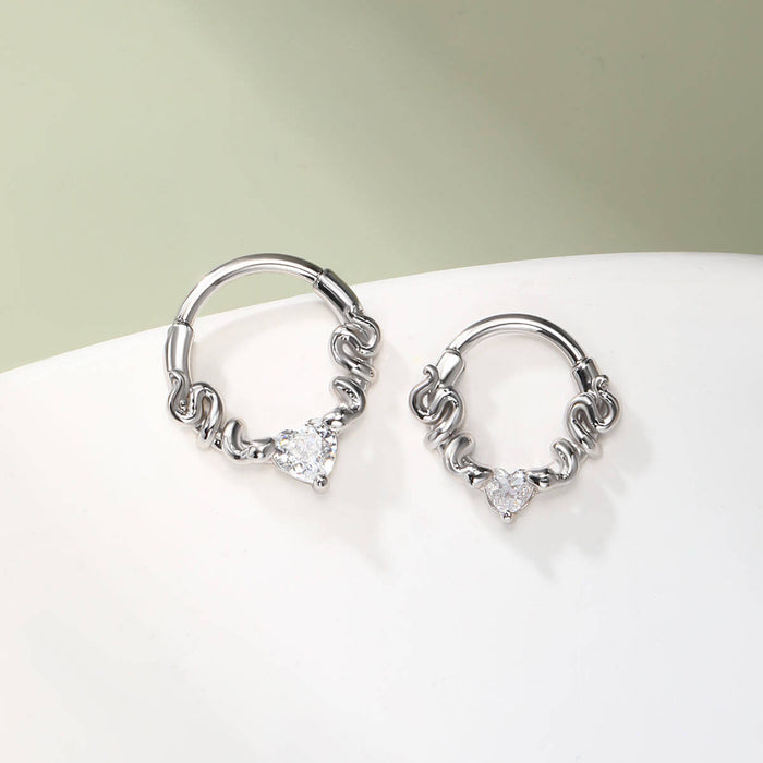 CZ Snake and Heart Segment Septum Ring