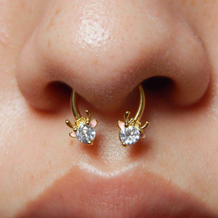 Deer Head Christmas Horseshoe Septum Ring