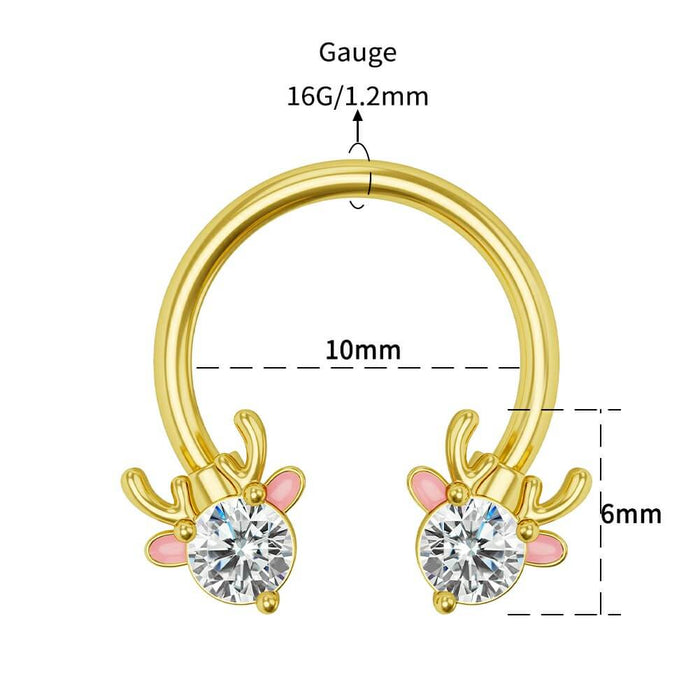 Deer Head Christmas Horseshoe Septum Ring