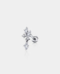 16G Clear CZ Dangle Dendriform Silver and Rose Gold Helix Studs