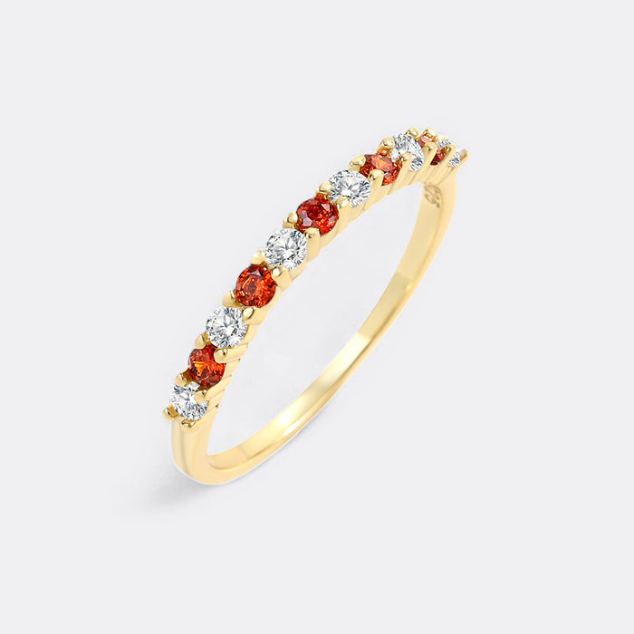 18k Gold Over Sterling Silver / January Garnet / 5