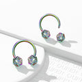 DND D20 Dice Rainbow Horseshoe Septum Ring