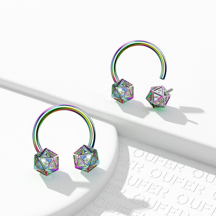 DND Dice Internally Threaded Horseshoe Septum Ring