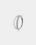 Double Hoop CZ & Synthetic Opal Titanium Helix Ring