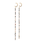 Elongated Beaded Dangle Hoop Earrings
