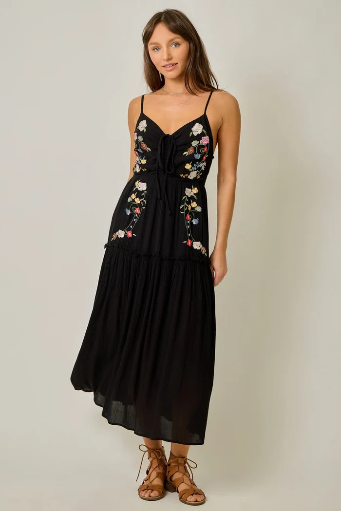 Embroidered Boho Midi Dress