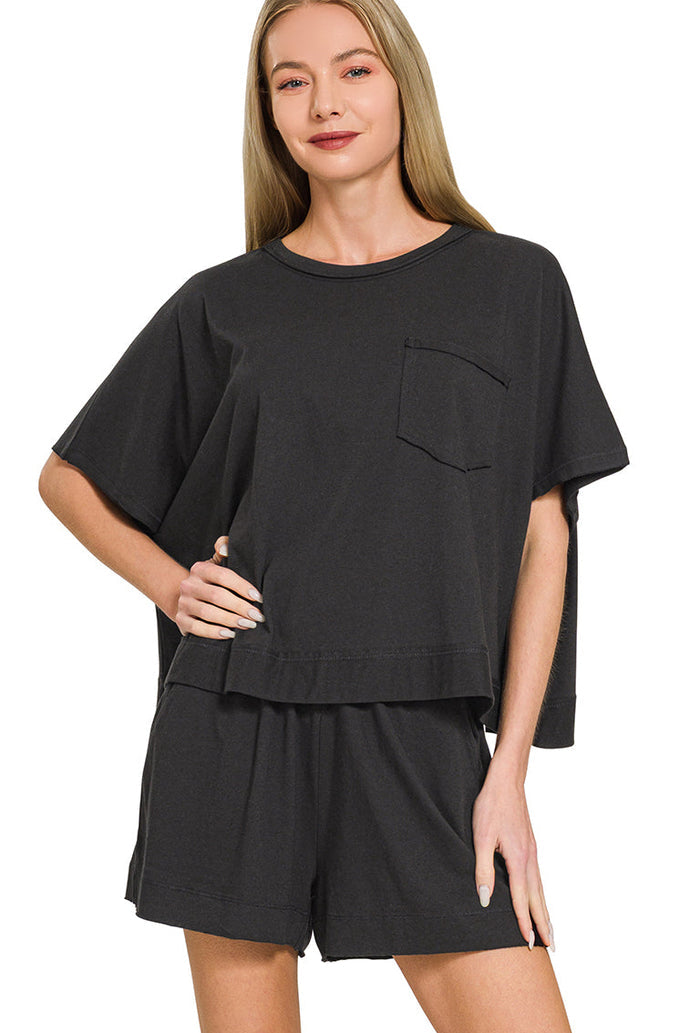 Exposed Seam Boxy Top & Shorts Set for Women