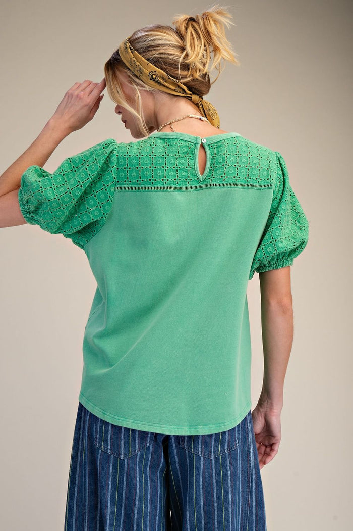 Eyelit Embroidered Short Sleeve Top