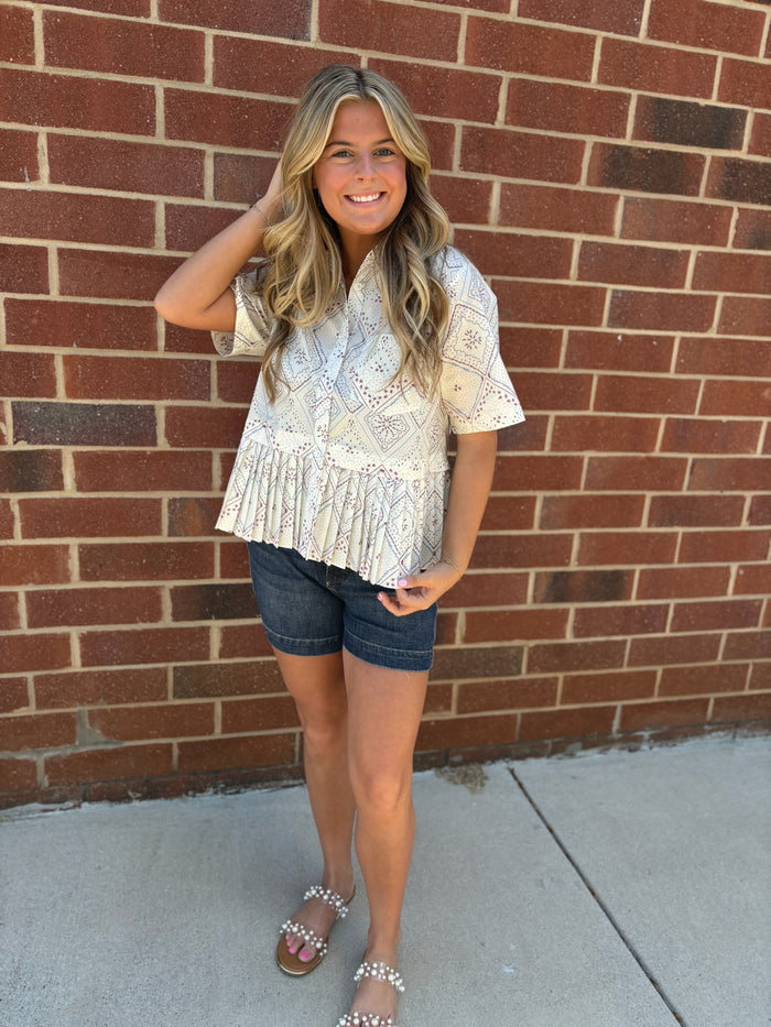 Firework Print Short Sleeve Top for Women