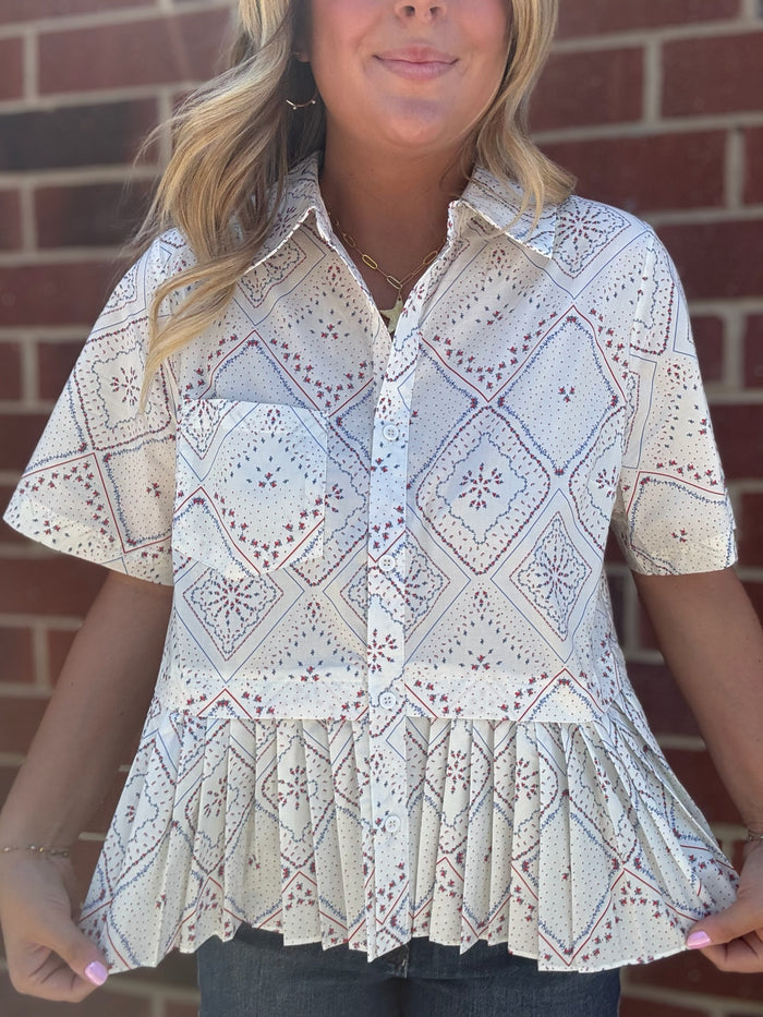 Firework Print Short Sleeve Top for Women