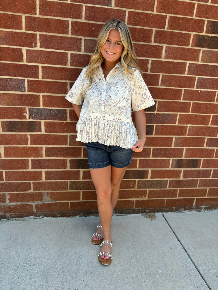 Firework Print Short Sleeve Top for Women