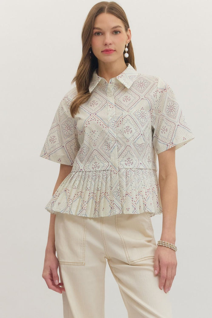 Firework Print Short Sleeve Top for Women