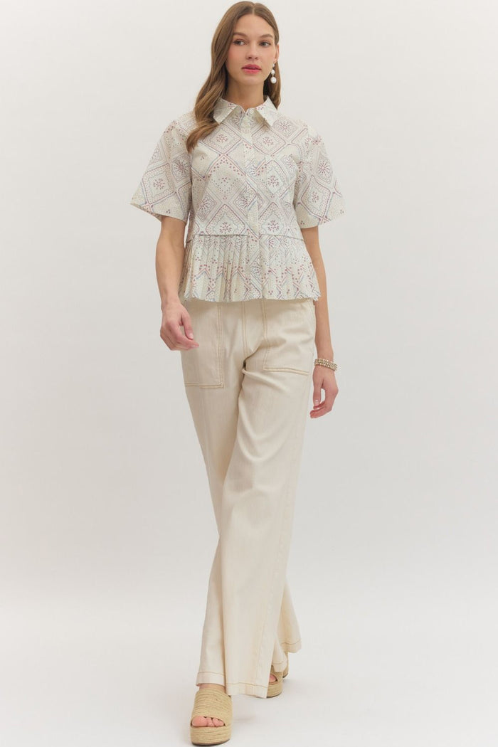 Firework Print Short Sleeve Top for Women