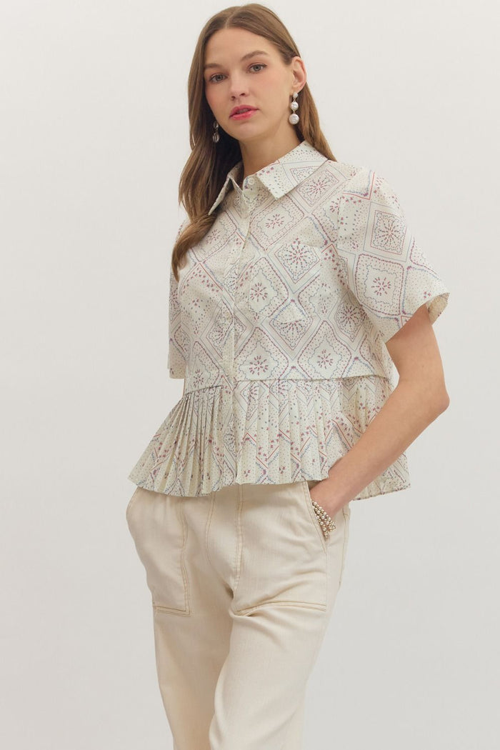 Firework Print Short Sleeve Top for Women
