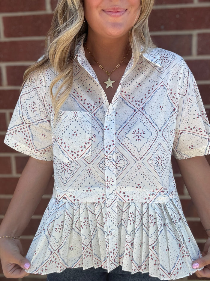 Firework Print Short Sleeve Top for Women