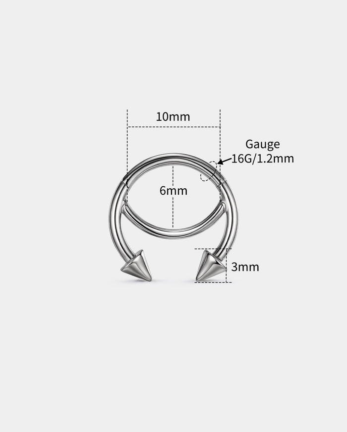 Fixed-Spike Titanium Horseshoe Segment Septum Ring