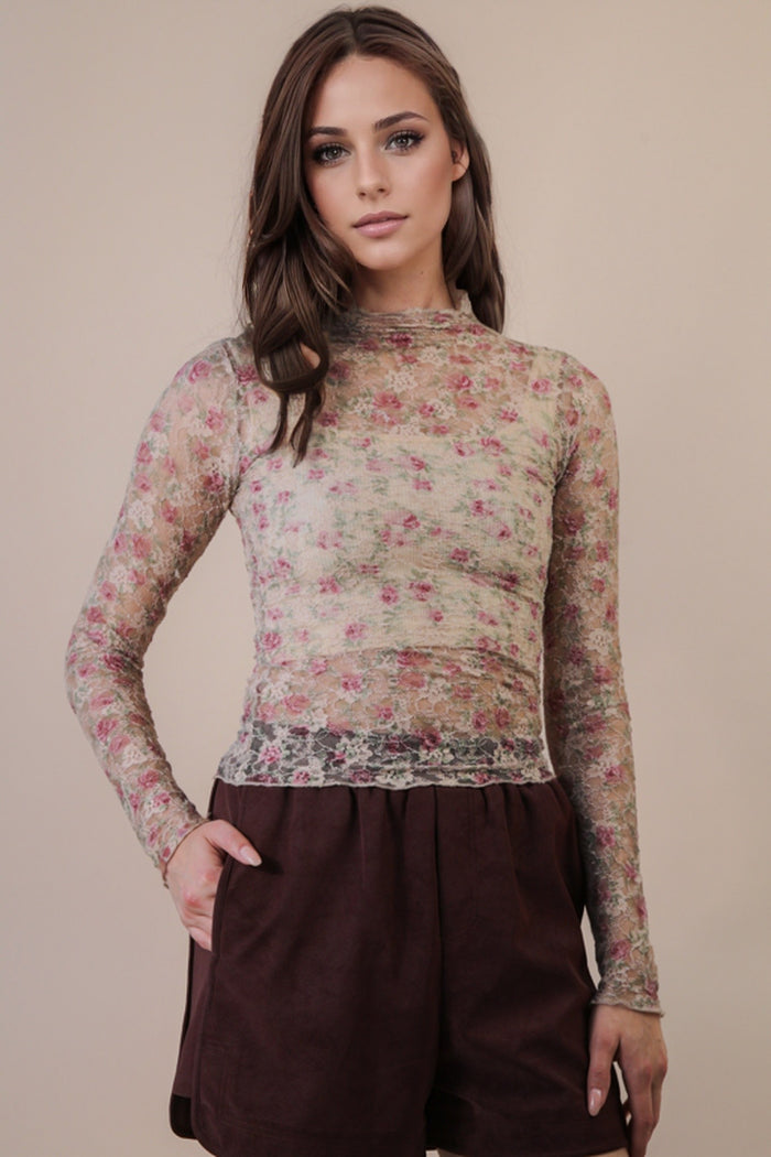 Floral Mesh Top