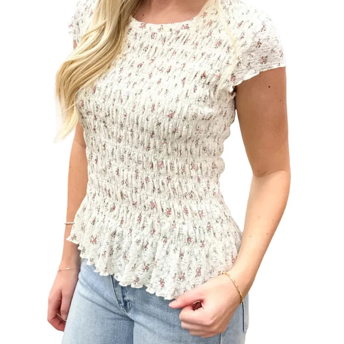 Floral Print Smocked Top for Women