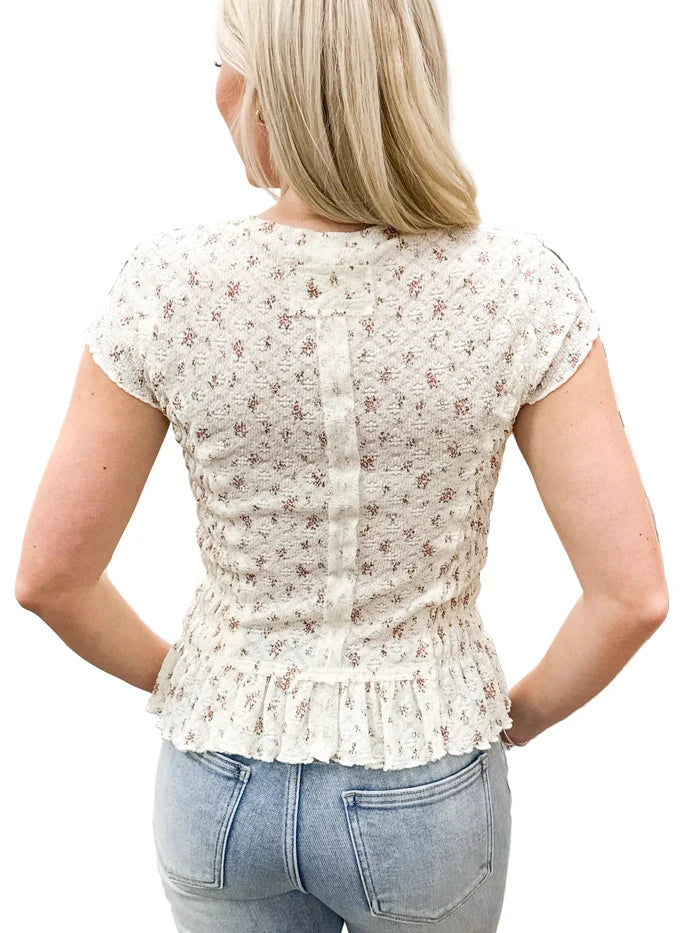 Floral Print Smocked Top for Women