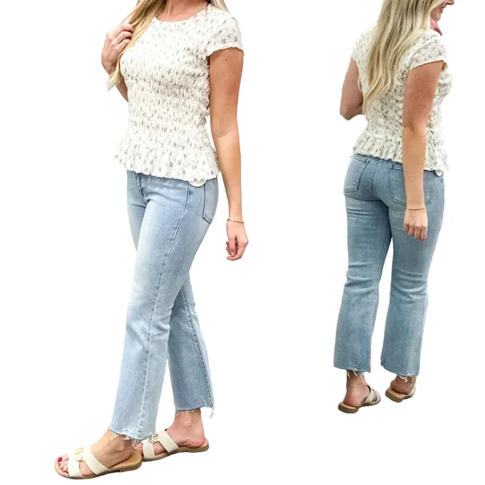 Floral Print Smocked Top for Women