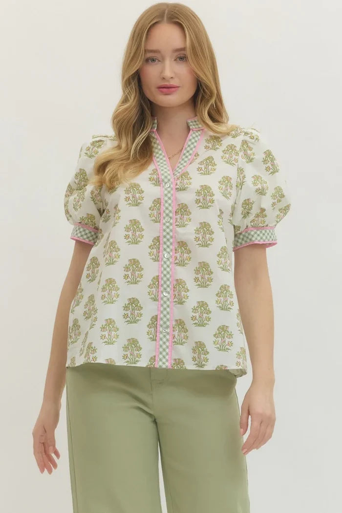 Floral Puff Sleeve Top