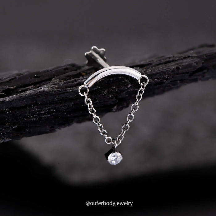 silver chain dangle helix stud