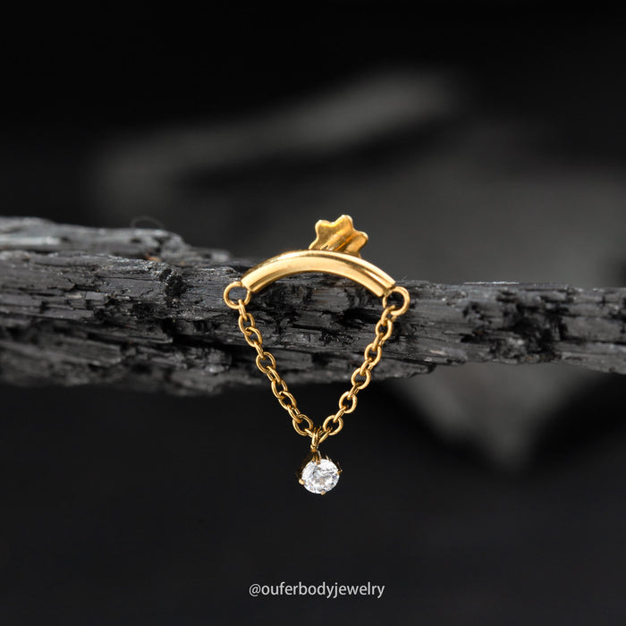 gold chain dangle helix stud
