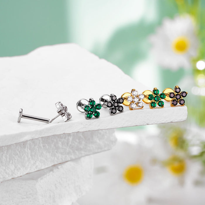 flat back flower cartilage earring