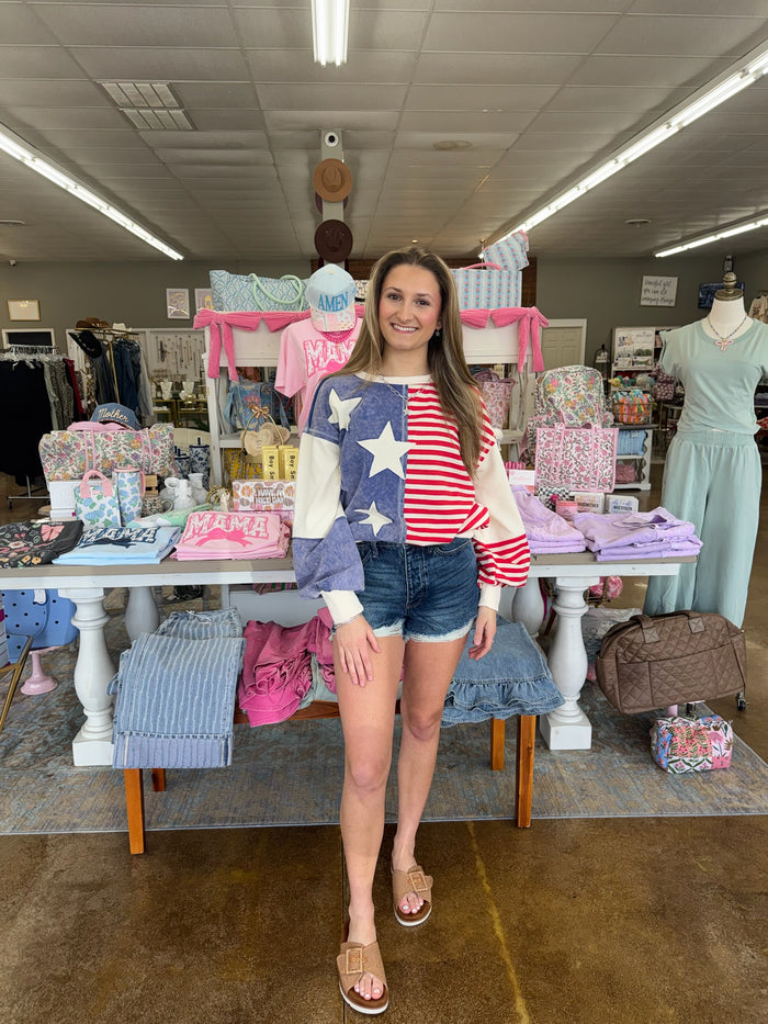 French Terry Knit Flag Sweater