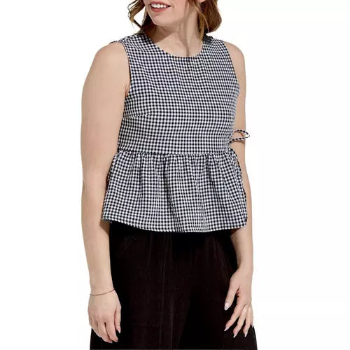 Gingham Peplum Tank Top