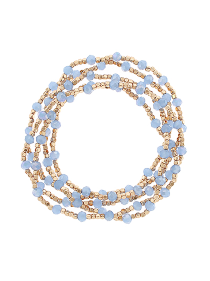 Glass & Square Metal Bead Bracelet