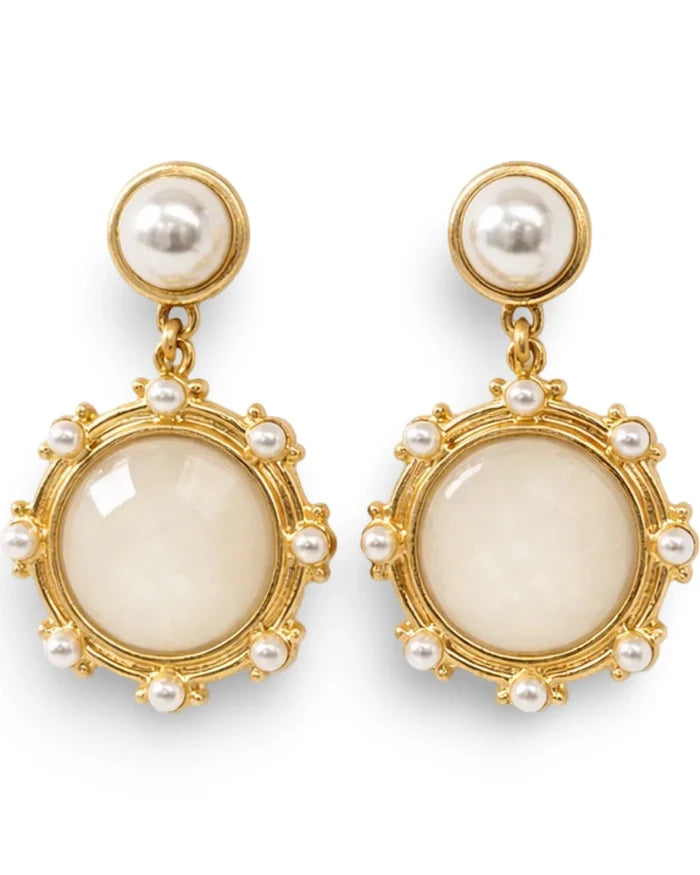 Gold Antique Pearl Drop Earring