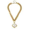Gold Chain Necklace with Cotton Pearl by Susan Shaw