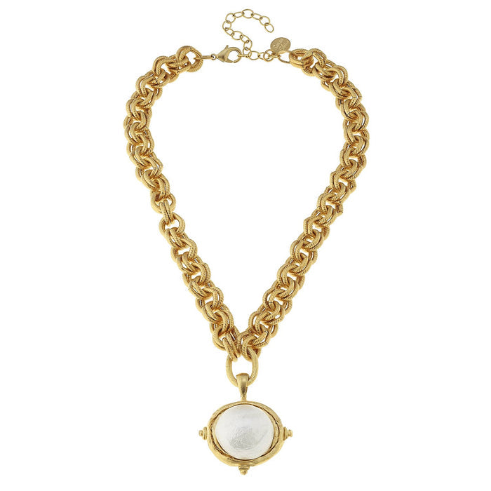 Gold Chain Necklace with Cotton Pearl by Susan Shaw