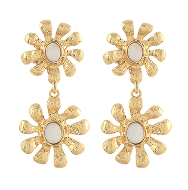 Gold Flower Drop Earrings